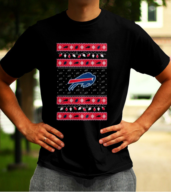 Buffalo Bills Holiday Lights Merry Christmas 2024 Ugly T-Shirt