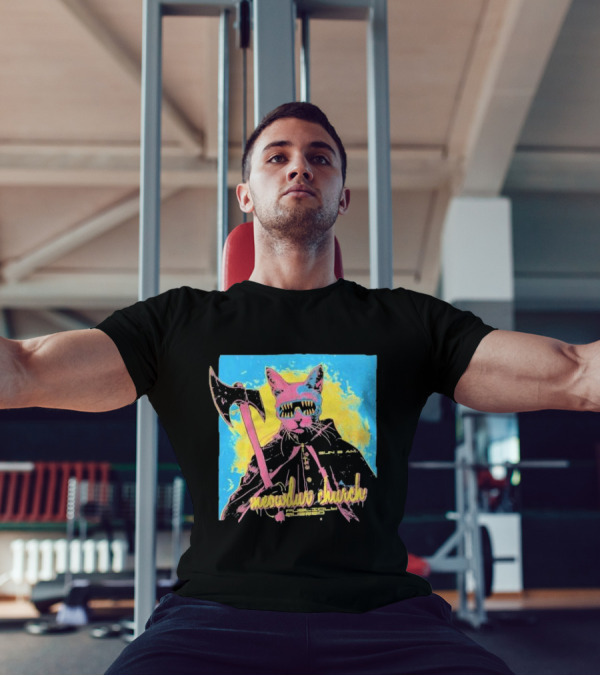 Meowdur Church Publicly Buzzed Cat With Axe And Sunglasses T-Shirt