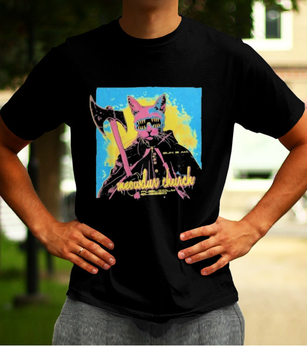 Meowdur Church Publicly Buzzed Cat With Axe And Sunglasses T-Shirt