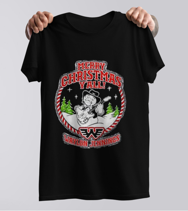 Merry Christmas Y'all Waylon Jennings T-Shirt