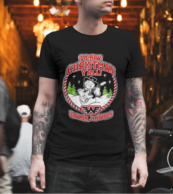 Merry Christmas Y'all Waylon Jennings T-Shirt