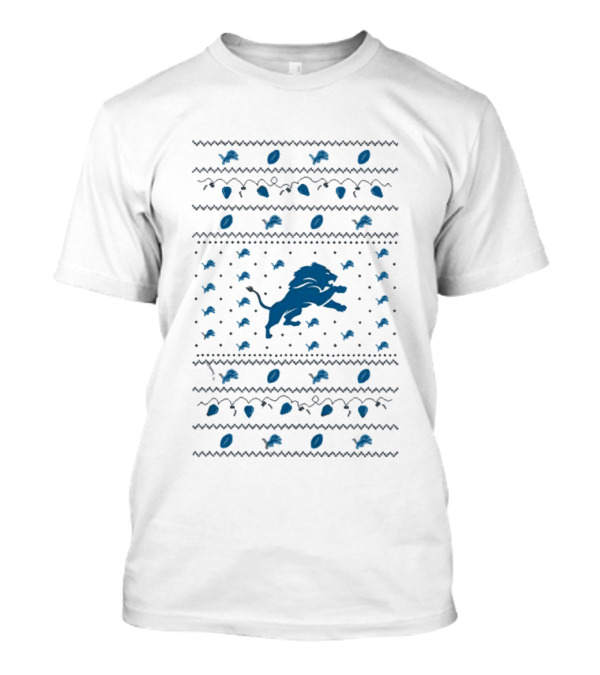 Detroit Lions Christmas Holiday Lights Merry Christmas 2024 Lions T-Shirt