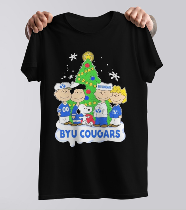 BYU Cougars Snoopy Christmas Tree Peanuts Characters T-Shirt