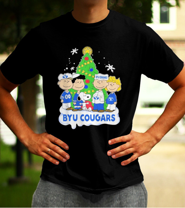 BYU Cougars Snoopy Christmas Tree Peanuts Characters T-Shirt