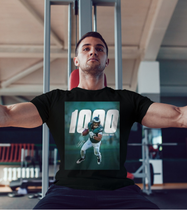 1000 Rushing Yards Football Player Signature T-Shirt