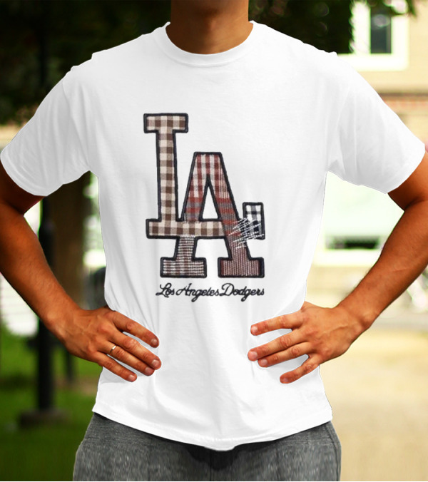 Los Angeles Dodgers Preppy Plaid LA T-Shirt