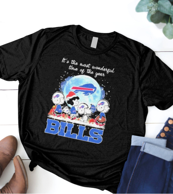 It's The Most Wonderful Time Of The Year Buffalo Bills Peanuts Football Holiday T-Shirt