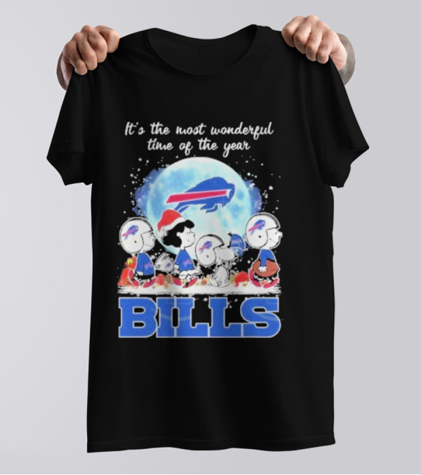 It's The Most Wonderful Time Of The Year Buffalo Bills Peanuts Football Holiday T-Shirt