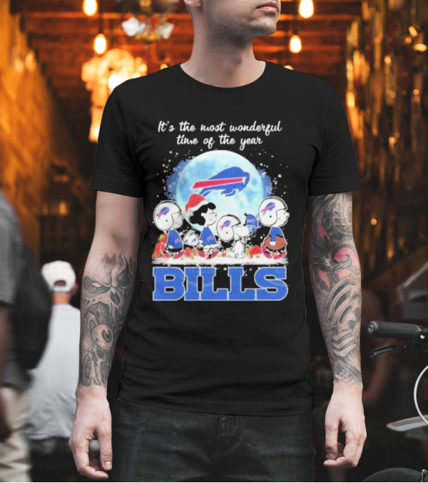 It's The Most Wonderful Time Of The Year Buffalo Bills Peanuts Football Holiday T-Shirt