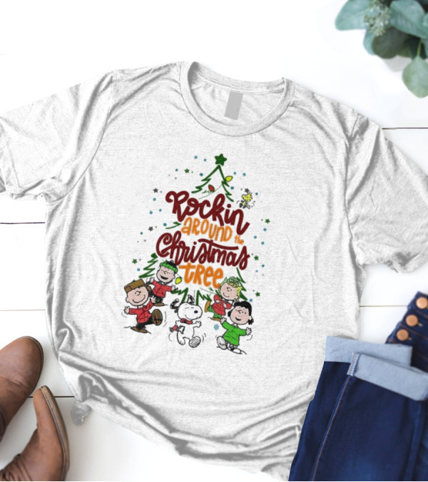 Snoopy Rockin Around The Christmas Tree Merry Christmas T-Shirt