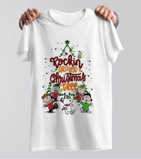Snoopy Rockin Around The Christmas Tree Merry Christmas T-Shirt