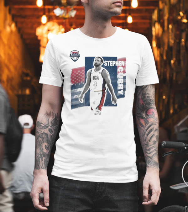 Stephen Curry USA Basketball 2024 Summer Olympics Player Cutout T-Shirt