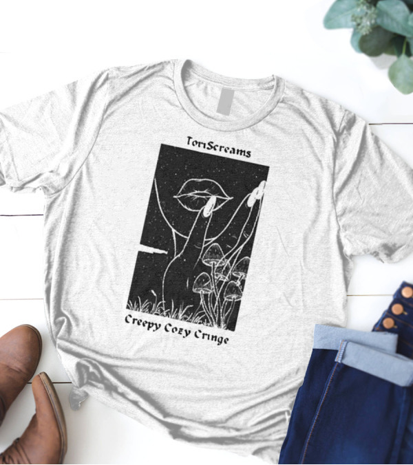 ToriScreams Creepy Cozy Cringe Lips Mushrooms Stars T-Shirt