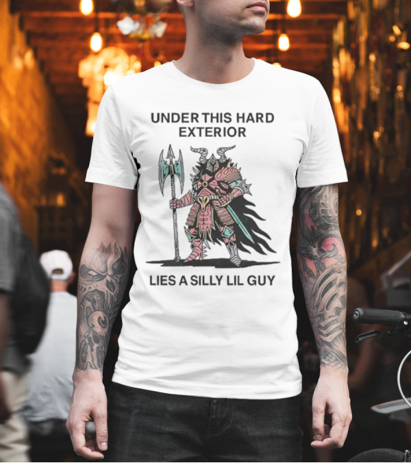 Under This Hard Exterior Lies A Silly Lil Guy Warrior With Axe And Horned Helmet T-Shirt
