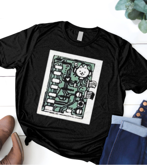 Cat Circuit Board Internals Of Electronics T-Shirt