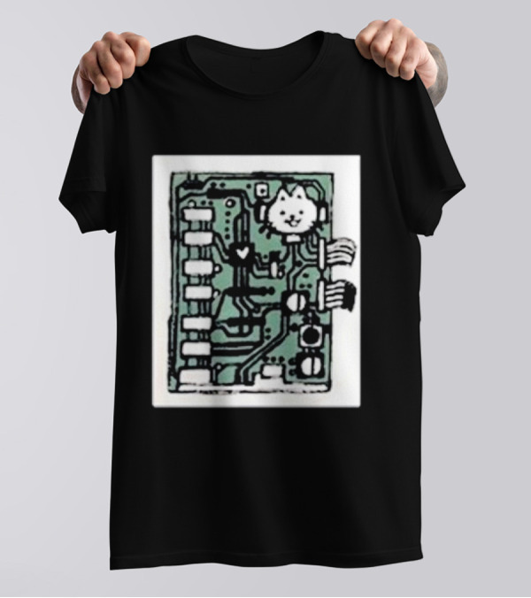 Cat Circuit Board Internals Of Electronics T-Shirt