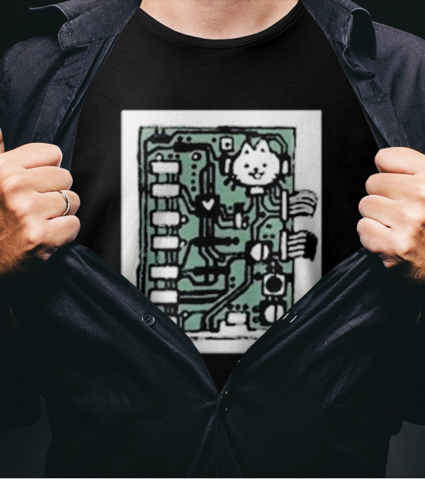 Cat Circuit Board Internals Of Electronics T-Shirt