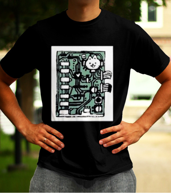 Cat Circuit Board Internals Of Electronics T-Shirt