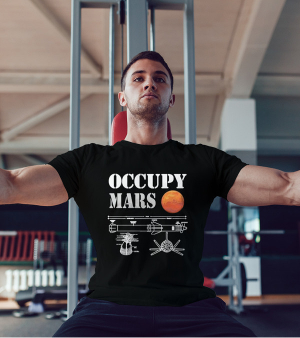 Elon Musk Occupy Mars Starship Rocket Blueprint With Planet Mars T-Shirt