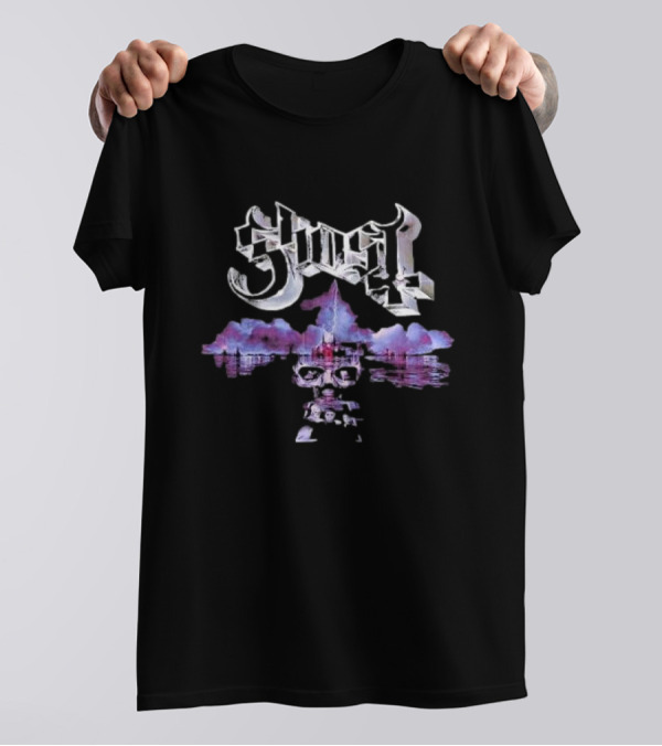 Ghost 2025 World Tour Skull And Cityscape Reflections T-Shirt