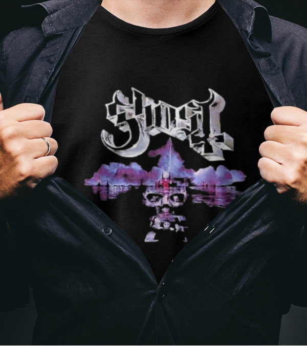 Ghost 2025 World Tour Skull And Cityscape Reflections T-Shirt