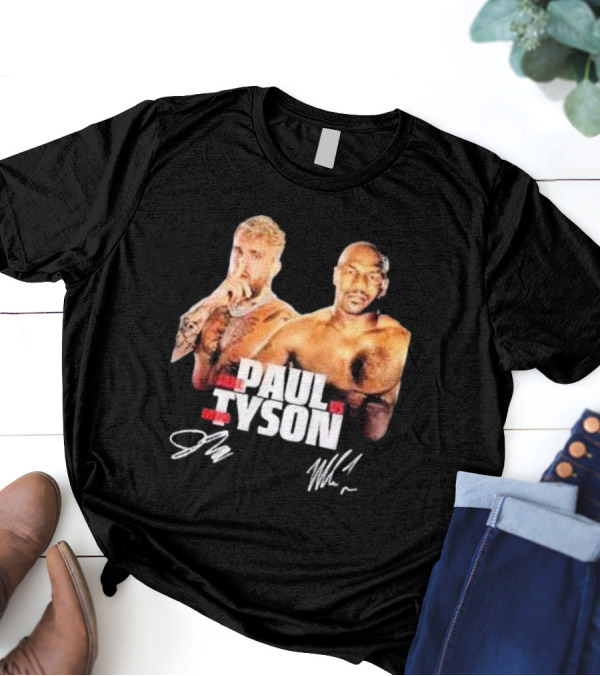 Jake Paul Vs Mike Tyson Global Live Sports Event With Signatures T-Shirt