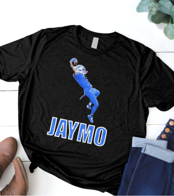 Jaymo Football Catch Jump Athlete Sports Blue Uniform T-Shirt