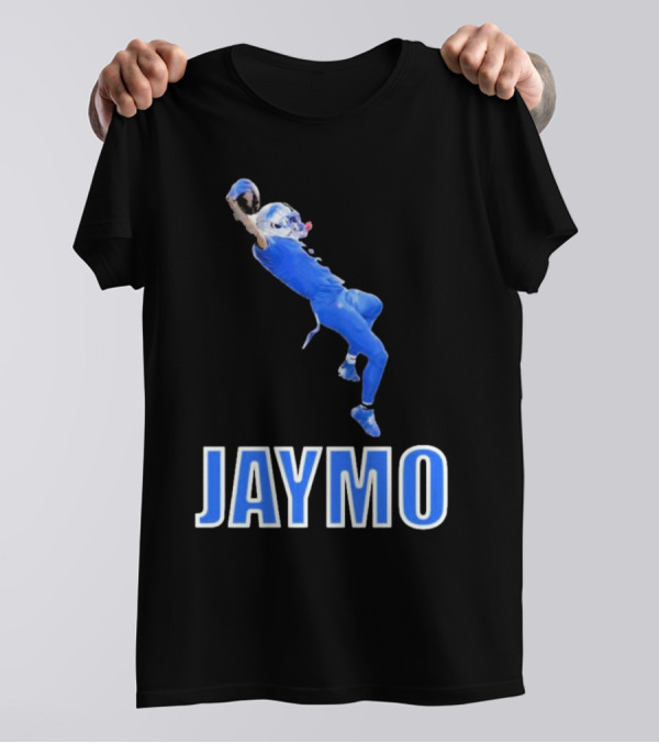 Jaymo Football Catch Jump Athlete Sports Blue Uniform T-Shirt