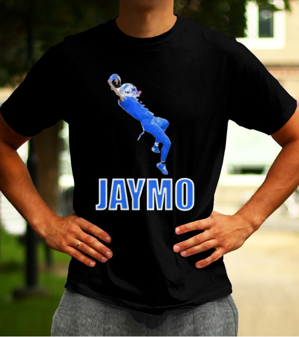 Jaymo Football Catch Jump Athlete Sports Blue Uniform T-Shirt