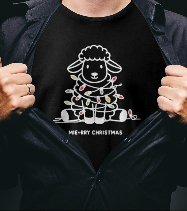 Mierry Christmas Sheep Wrapped In Lights T-Shirt