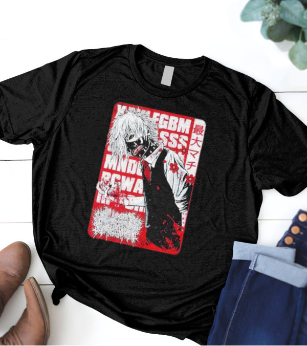 Xavleg Tokyo Ghoul Manga Style Character With Intense Red And White Graphics T-Shirt