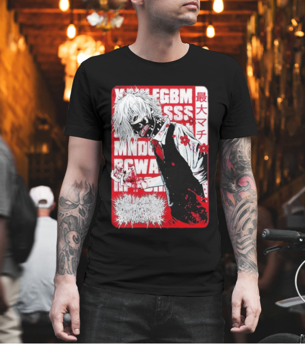 Xavleg Tokyo Ghoul Manga Style Character With Intense Red And White Graphics T-Shirt