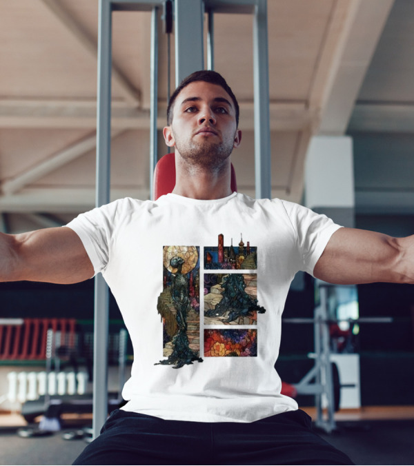 Zedd Descensus 2024 Stained Glass Skeleton And Cityscape Fantasy T-Shirt