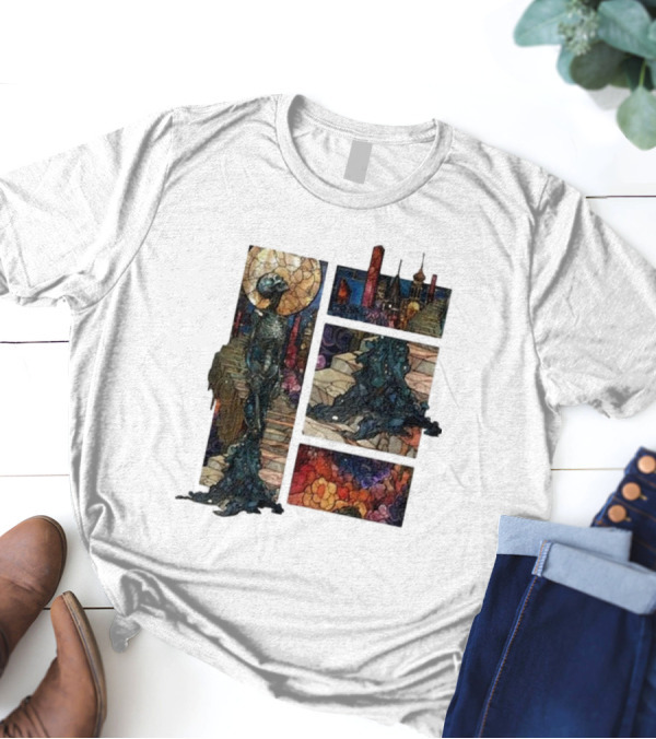 Zedd Descensus 2024 Stained Glass Skeleton And Cityscape Fantasy T-Shirt