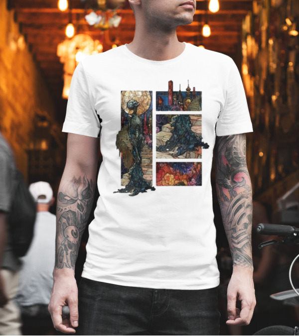 Zedd Descensus 2024 Stained Glass Skeleton And Cityscape Fantasy T-Shirt