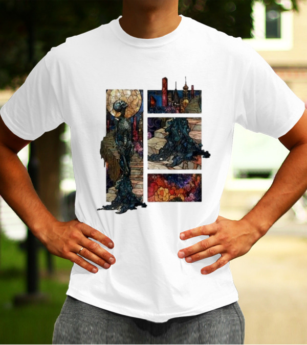 Zedd Descensus 2024 Stained Glass Skeleton And Cityscape Fantasy T-Shirt