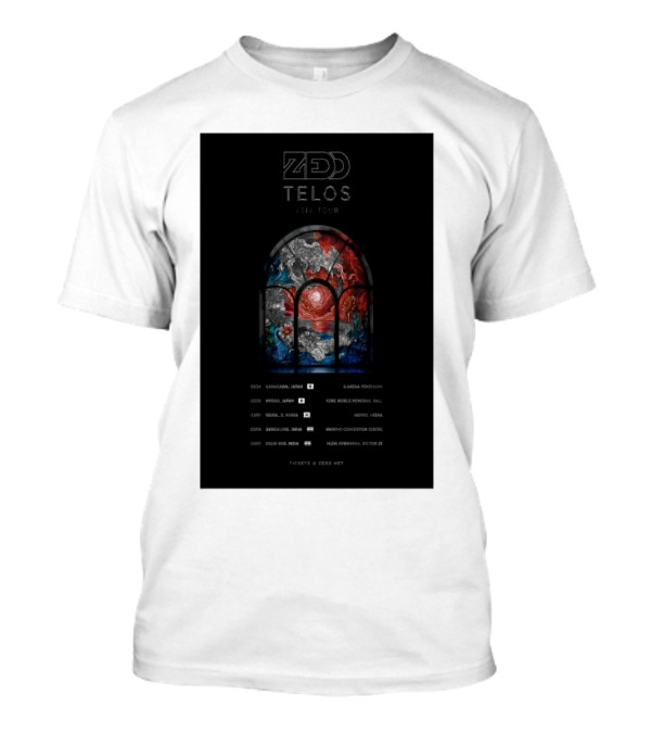 Zedd Telos Asia Tour 2025 Stained Glass Concert Dates And Locations T-Shirt