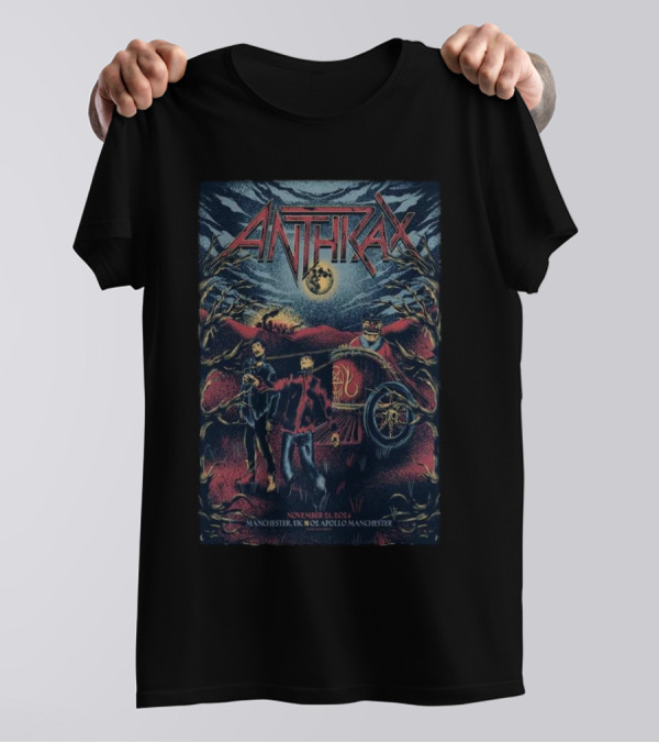 Anthrax Live Manchester O2 Apollo November 21 2024 Concert T-Shirt