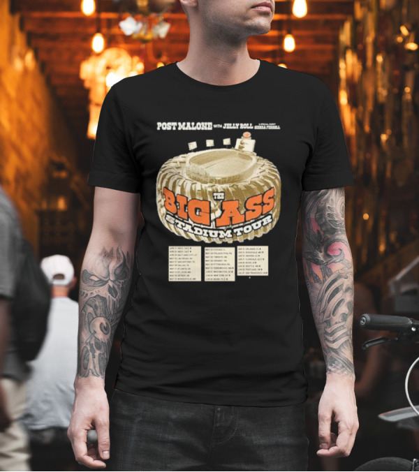 Post Malone With Jelly Roll And Sierra Ferrell The Big Ass Stadium Tour 2025 T-Shirt