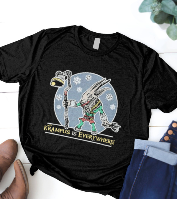 Krampus Is Everywhere Snowy Horror Christmas T-Shirt
