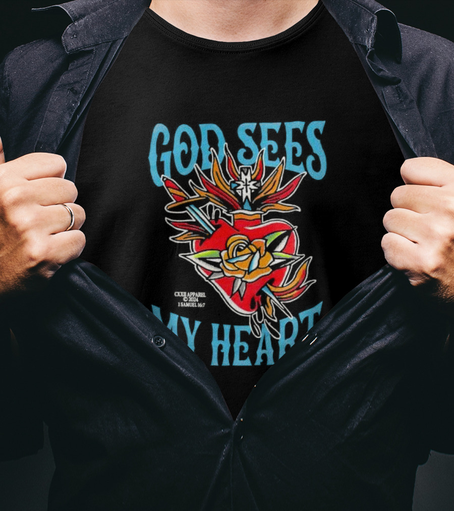 God Sees My Heart Sacred Rose 1 Samuel 16:7 Bright Traditional T-Shirt