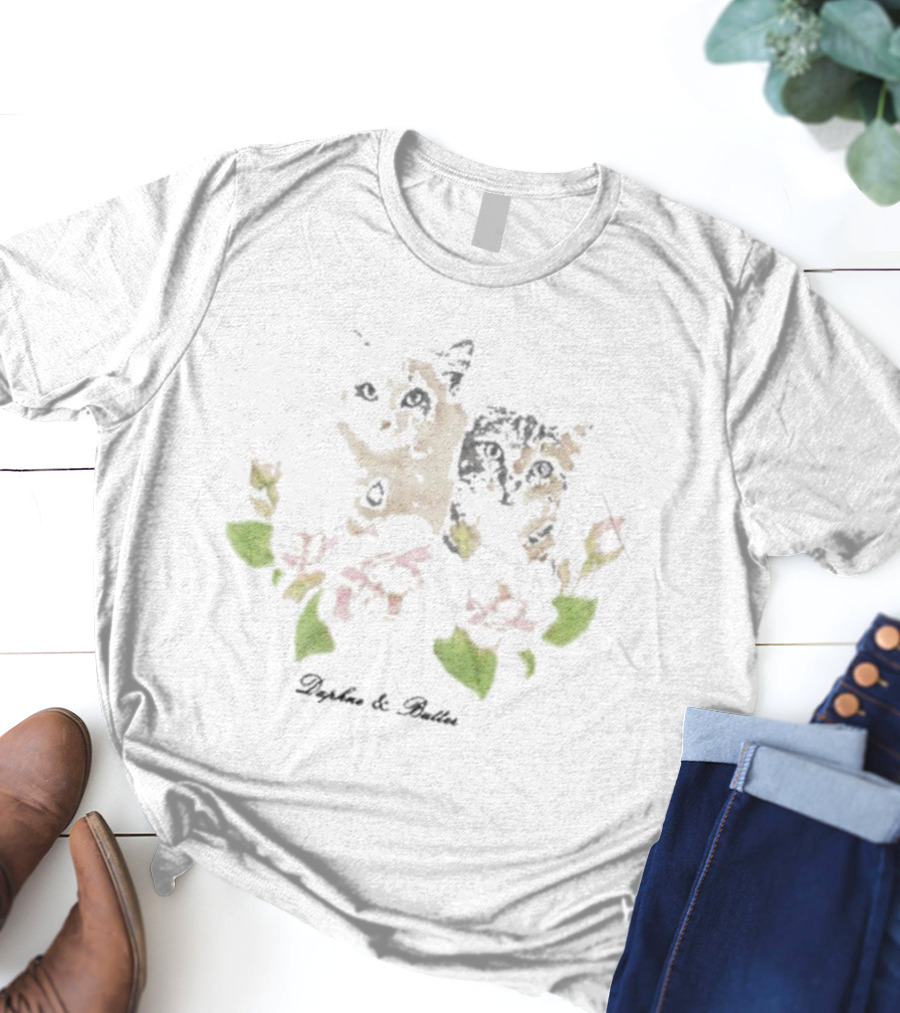 Daphne And Butter Kitty Surrounded By Delicate Flowers T-Shirt