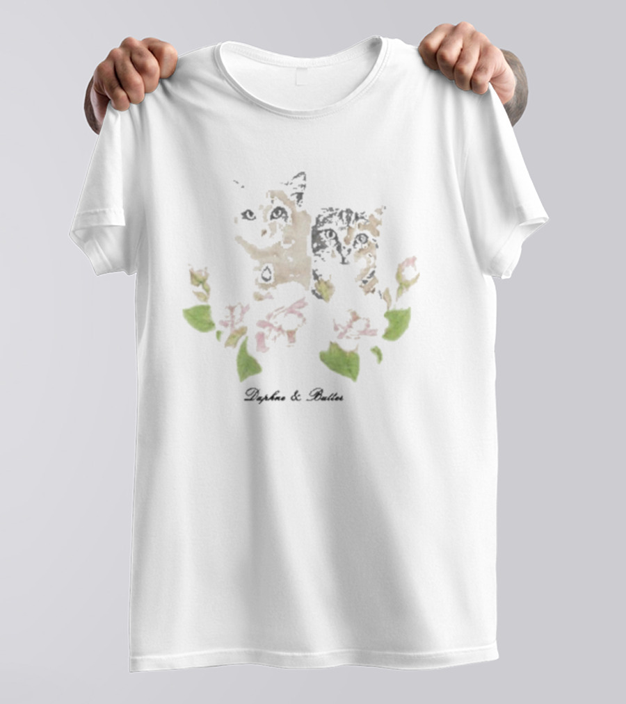 Daphne And Butter Kitty Surrounded By Delicate Flowers T-Shirt