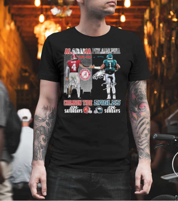 Alabama Crimson Tide Saturdays Philadelphia Eagles Sundays Signature T-Shirt