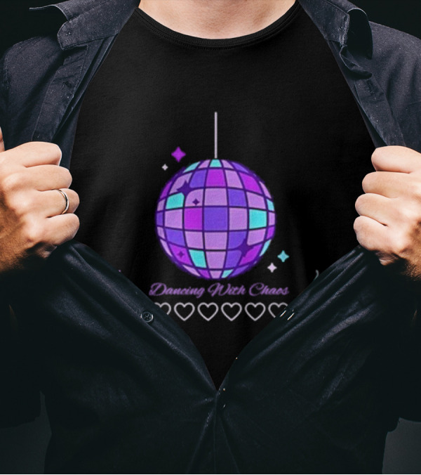 Dancing With Chaos Purple Disco Ball Icons And Dancers T-Shirt