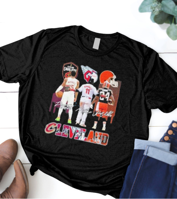 Cleveland Cavaliers Guardians Browns Mitchell Ramirez Chubb Signature T-Shirt
