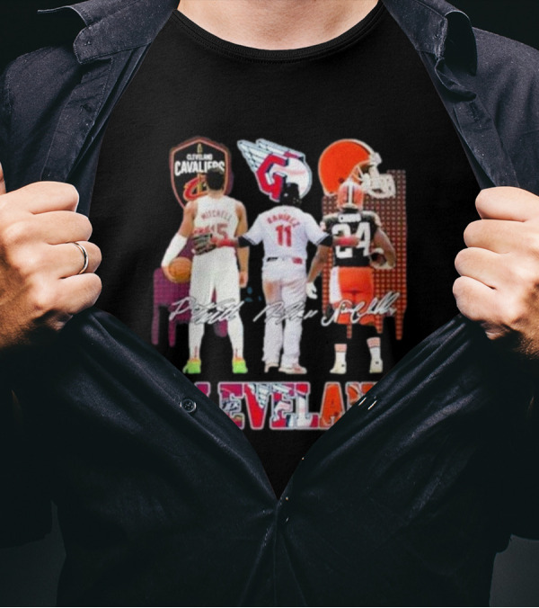 Cleveland Cavaliers Guardians Browns Mitchell Ramirez Chubb Signature T-Shirt