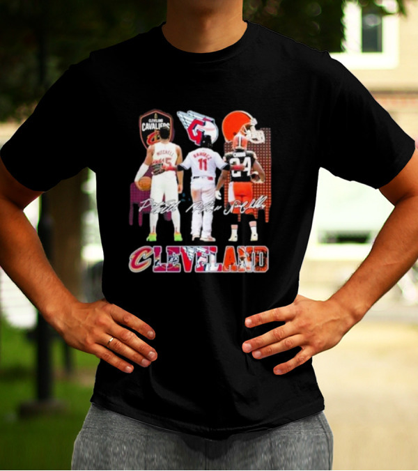 Cleveland Cavaliers Guardians Browns Mitchell Ramirez Chubb Signature T-Shirt