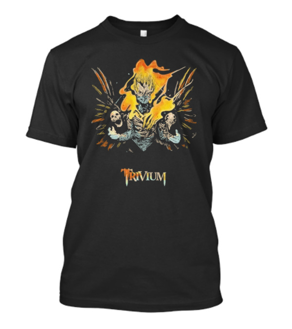 Trivium Blazing Figure With Skulls And Flaming Wings T-Shirt
