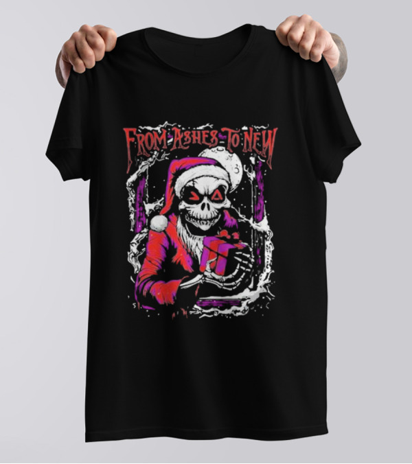 From Ashes To New 2024 Nightmare Before Christmas Santa Skull T-Shirt